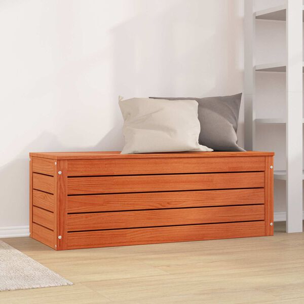 vidaXL Storage Box Wax Brown 89 x 36.5 x 33 cm Solid Pine Wood