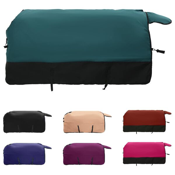 vidaXL Horse Blanket Dark Green and Black 145 cm Polyester