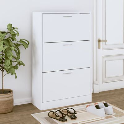 vidaXL Shoe Cabinet White 63x24x103 cm Engineered Wood