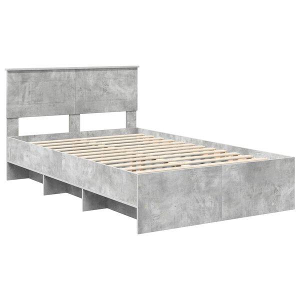 vidaXL Bed Frame Concrete Grey 120 x 123 cm Engineered Wood