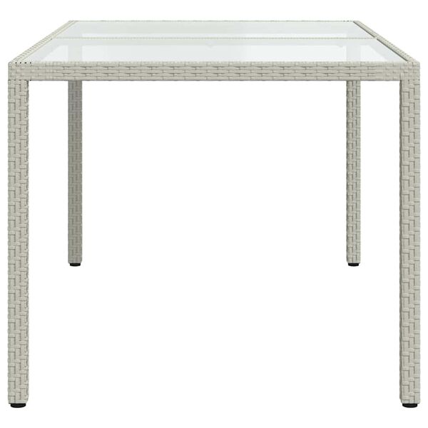 vidaXL Garden Table 150x90x75 cm Tempered Glass and Poly Rattan White