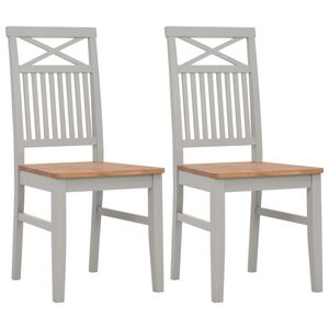 vidaXL Dining Chairs 2 pcs Grey Solid Oak Wood