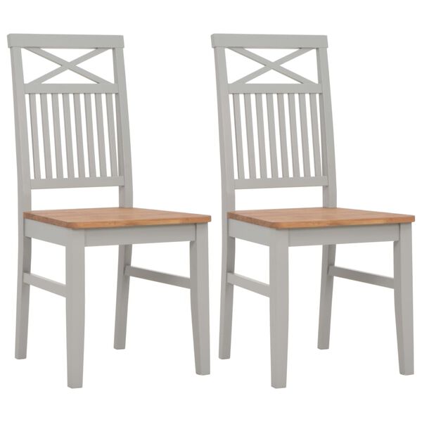 vidaXL Dining Chairs 2 pcs Grey Solid Oak Wood