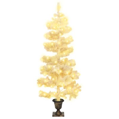 vidaXL Swirl Pre-lit Christmas Tree with Pot White 120 cm PVC
