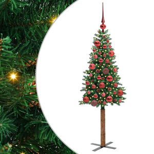 vidaXL Slim Christmas Tree Green 150 cm PVC and Solid Pine wood