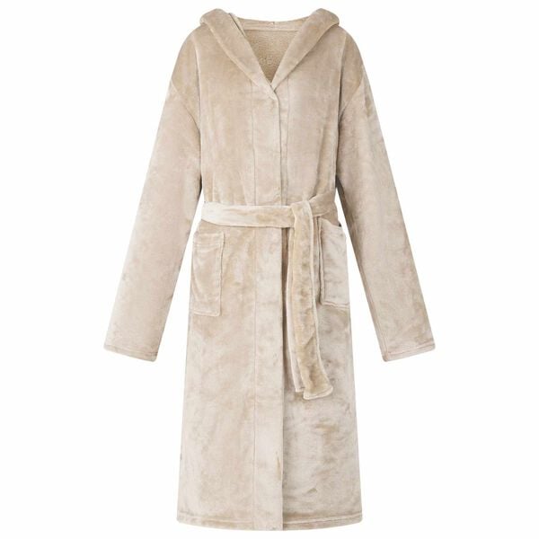 vidaXL Bathrobe Hoodie Beige XXXL Flannel