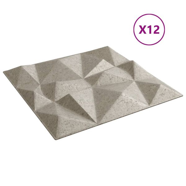 vidaXL Wall Panels 12 pcs Beton 50x50 cm XPS 3 m² Diamond