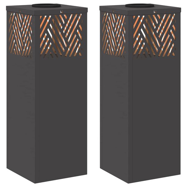 vidaXL Solar LED Pathway Light 2 pcs Black Cold Rolled Steel