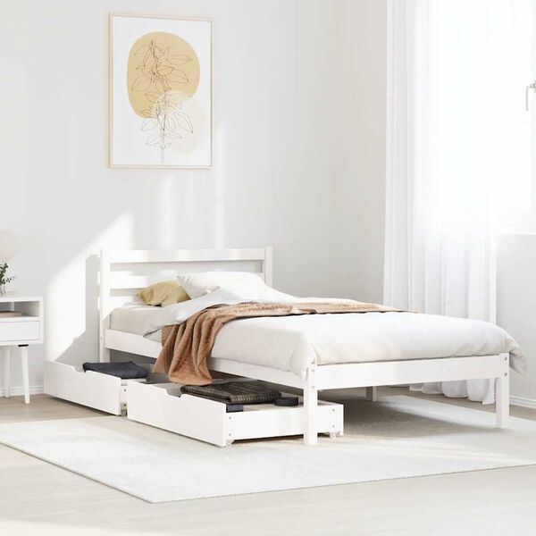 vidaXL Bed Frame without Mattress White 100x200 cm Solid Wood Pine