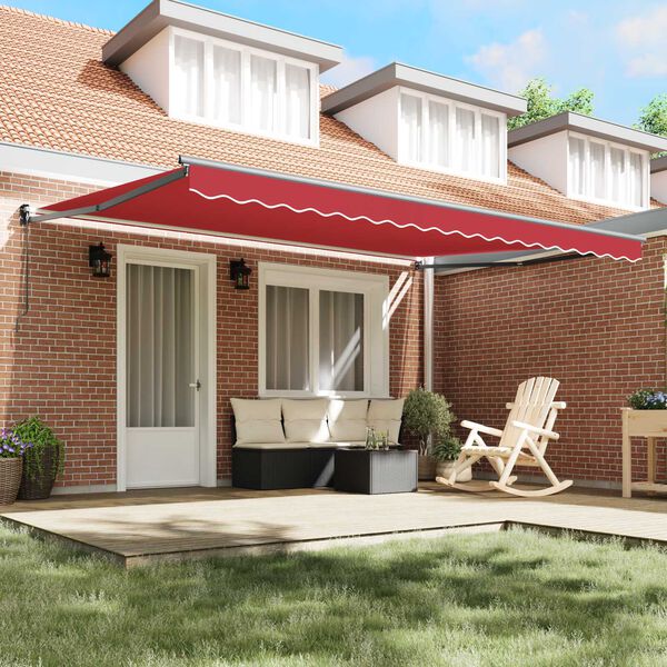 vidaXL Awning Retractable Manual Red 4.5 x 3 m Polyester and metal