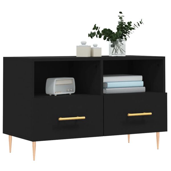 vidaXL TV Cabinet Black 80x36x50 cm Engineered Wood