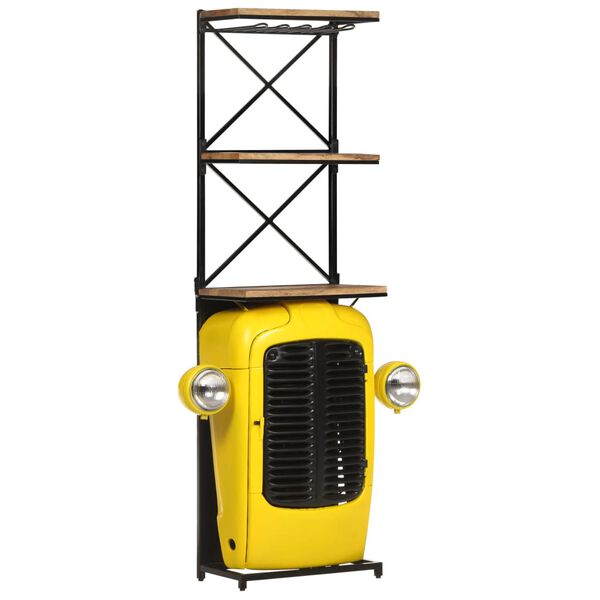 vidaXL Tractor Wine Cabinet Yellow 49x31x172 cm Solid Mango Wood