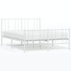 vidaXL Metal Bed Frame without Mattress with Footboard White 160x200cm
