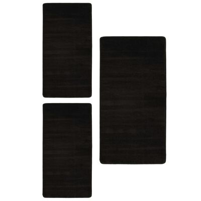 vidaXL Bed Carpets Shaggy High Pile 3 pcs Black