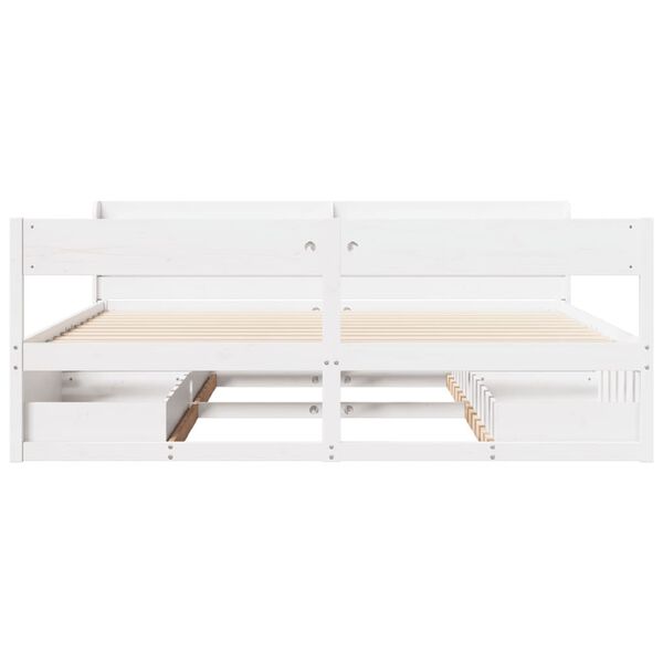 vidaXL Bed Frame without Mattress White 180x200 cm Super King Solid Wood Pine