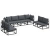 vidaXL Garden Sofa Set 8 pcs Black Aluminium
