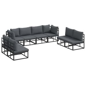 vidaXL Garden Sofa Set 8 pcs Black Aluminium