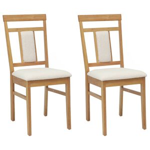 vidaXL Dining Chair 2 pcs Solid Rubber Wood Natural and Light