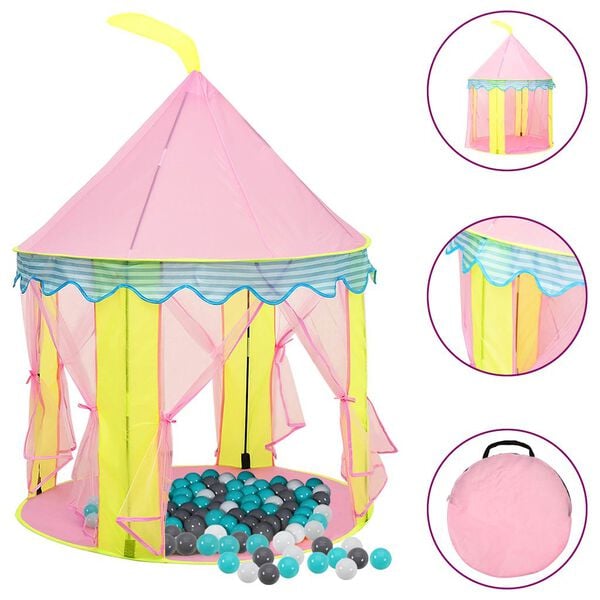 vidaXL Children Play Tent with 250 Balls Pink 100x100x127 cm
