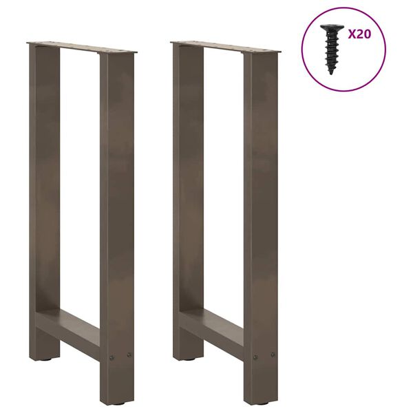 vidaXL Bar Table Legs Natural Steel 2 pcs 40x(90-91) cm Steel