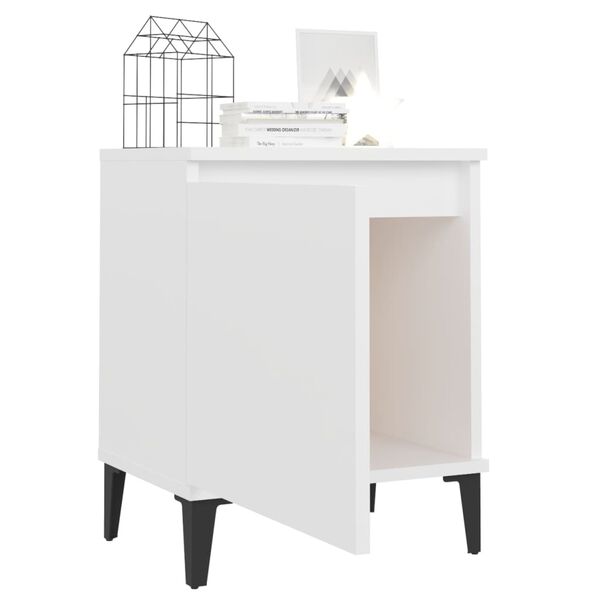 vidaXL Bed Cabinets with Metal Legs White 40x30x50 cm