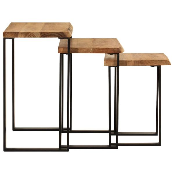 vidaXL Nesting Tables 3 pcs with Live Edge Solid Wood Acacia