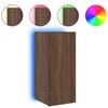 vidaXL TV Wall Cabinet with LED Lights Brown Oak 30.5x35x70 cm