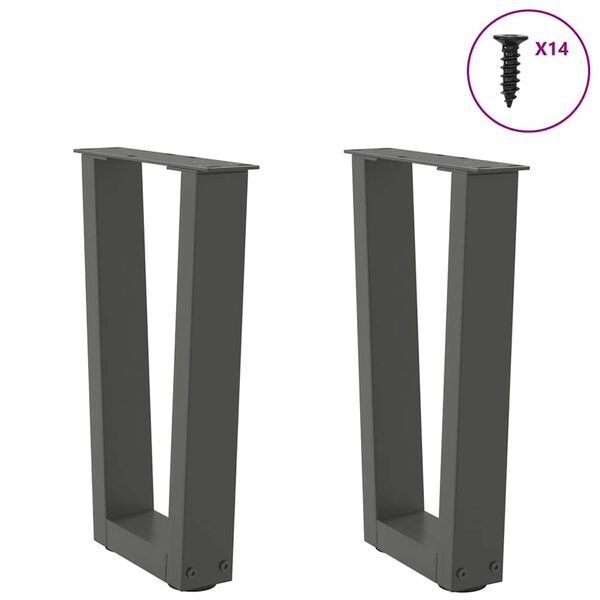 vidaXL Coffee Table Legs V-Shape 2 pcs Anthracite 28x(42-43.3) cm Steel