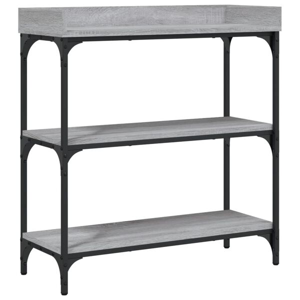 vidaXL Console Table with Shelves Grey Sonoma 75x30x80 cm
