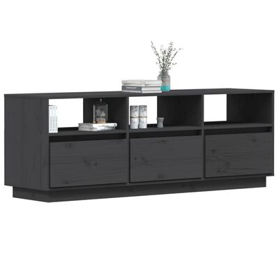 vidaXL TV Cabinet Grey 140x37x50 cm Solid Wood Pine