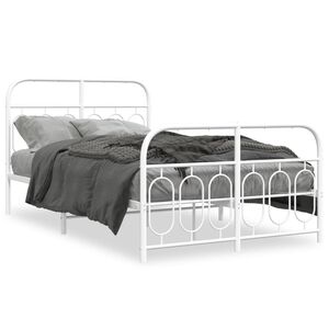 vidaXL Metal Bed Frame without Mattress with Footboard White 120x200cm