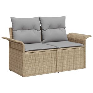 vidaXL Garden Sofa with Cushion Beige 141 x 62 x 69cm Poly Rattan