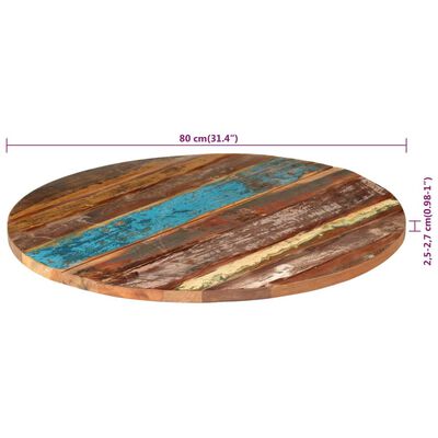 vidaXL Table Top Ø80x(2.5-2.7) cm Solid Wood Reclaimed