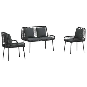 vidaXL Garden Dining Set 3 pcs Black and Anthracite Poly Rattan