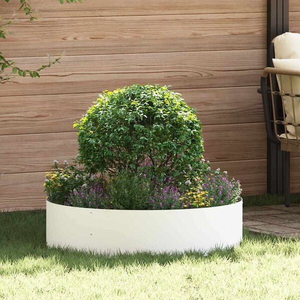 vidaXL Planter Ring White 80 x 80 x 20 cm Cold-rolled Steel