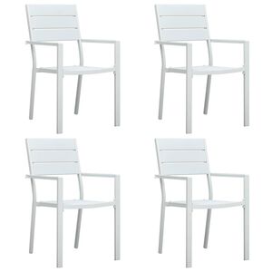 vidaXL Garden Chairs 4 pcs White HDPE Wood Look