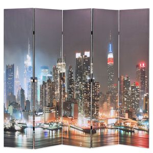 vidaXL Folding Room Divider 200x170 cm New York by Night