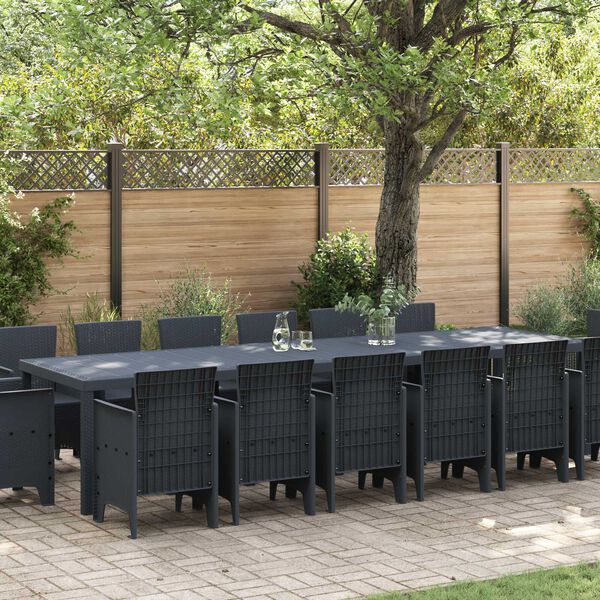 vidaXL Garden Dining Set 15 pcs Anthracite Polt rattan
