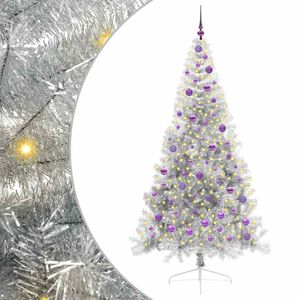 vidaXL Artificial Pre-lit Christmas Tree Silver 210 cm PET