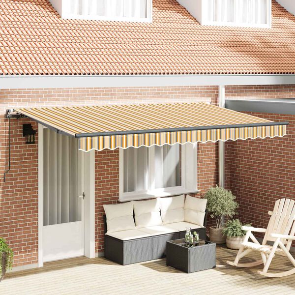 vidaXL Retractable Awning Manual Yellow 400 x 200 cm Fabric