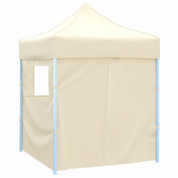 vidaXL Professional Folding Party Tent with 4 Sidewalls 2x2 m Steel Cream
