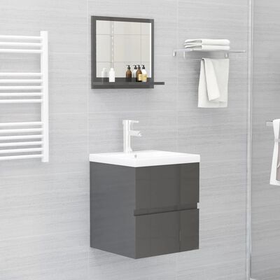 vidaXL Bathroom Mirror High Gloss Grey 40x10.5x37 cm Engineered Wood