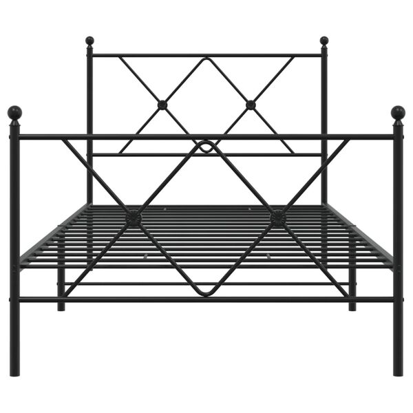 vidaXL Metal Bed Frame without Mattress with Footboard Black 90x190cm