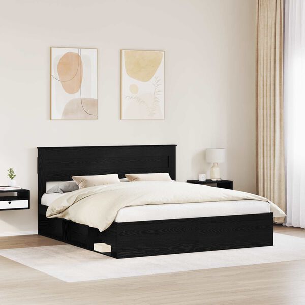 vidaXL Bed Frame with Mattress Black 180 x 200 cm Solid Pine Wood
