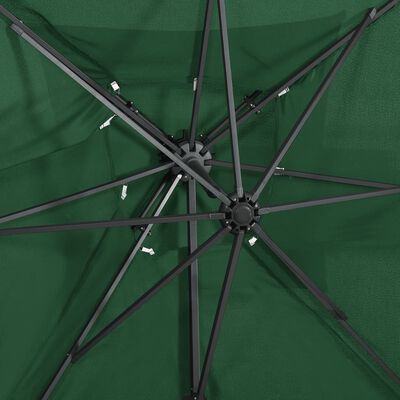 vidaXL Cantilever Umbrella with Double Top Green 250x250 cm