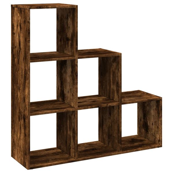 vidaXL Room Divider Bookcase 3-Tier Smoked Oak 99x29x99 cm Engineered Wood