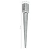vidaXL Ground Spikes 2 pcs Silver 8x8x76 cm Galvanised Steel