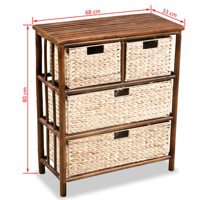 vidaXL Chest of Drawers Bamboo and Water Hyacinth 68x33x80 cm