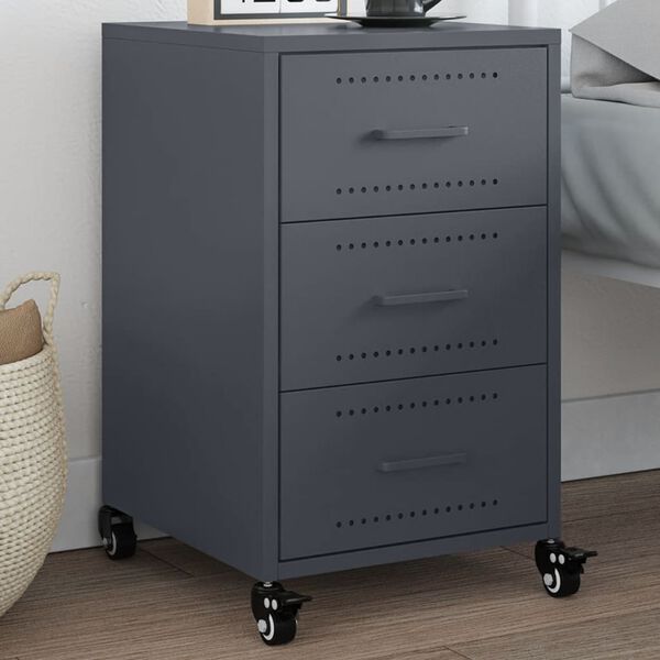 vidaXL Bedside Cabinet Anthracite 36x39x59 cm Steel
