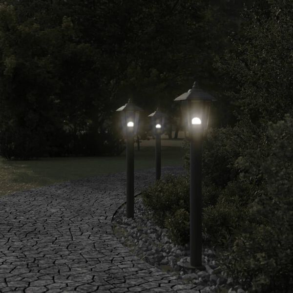 vidaXL Outdoor Floor Lamps 3pcs Black 80 cm Stainless Steel